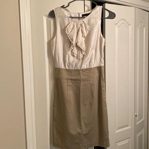 The Limited dress in kacky  and beige is casual to wear anywhere to the office